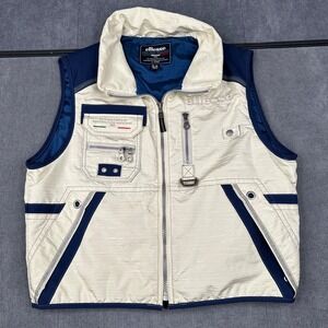 Vintage Ellese Ski Vest Jacket White Blue Tactical Size S